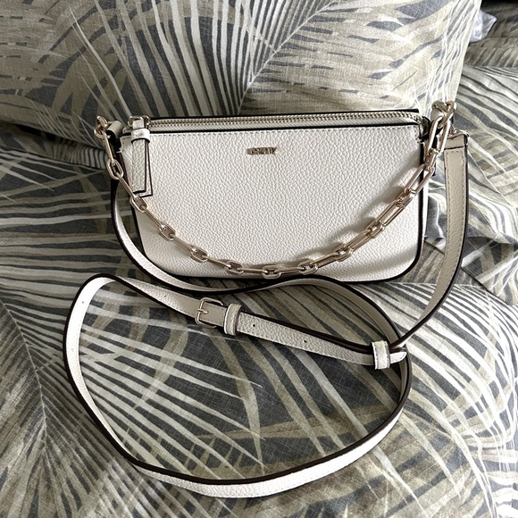 Dkny Handbags - DKNY Ivory Leather Crossbody Bag